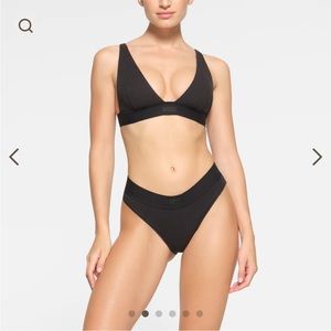 Skims Cotton Rib Plunge Bra & Brief Set